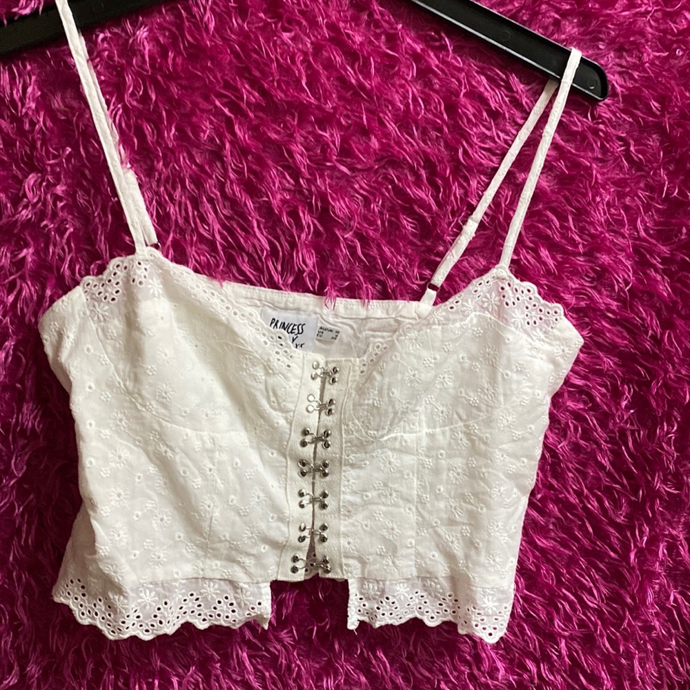 Princess Polly size 6 white lace crop top